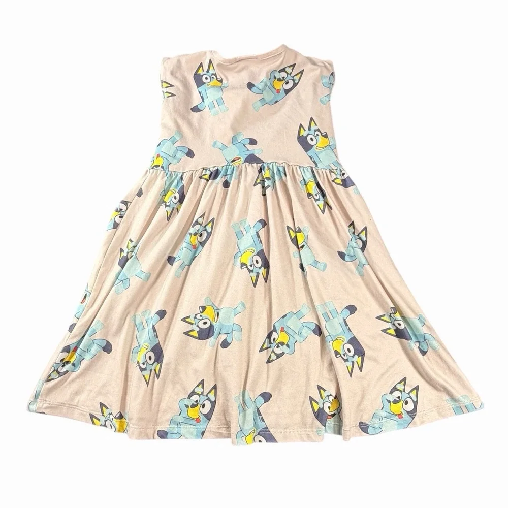 Bluey Toddler Girls Sleeveless Skater Dress‎ Peach Pink All Over Print 5T